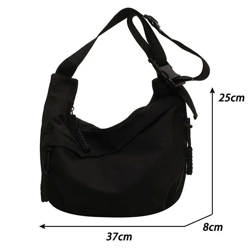 Trendy Nylon Crossbody Shoulder Bag – Lightweight & Spacious Casual Hobo Bag