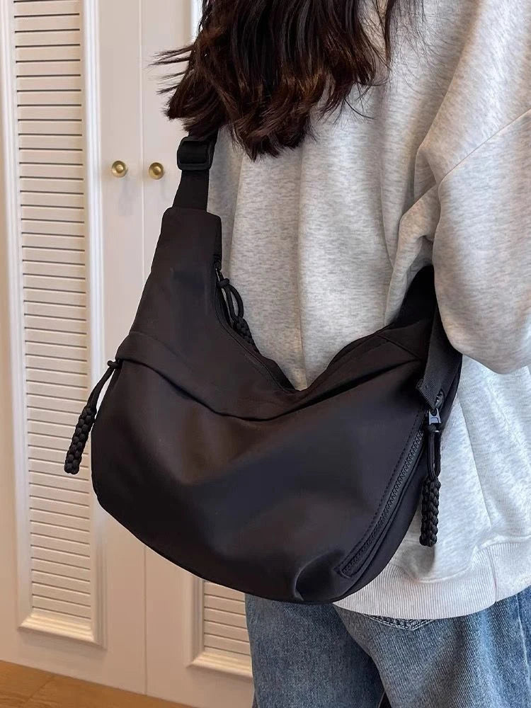 Trendy Nylon Crossbody Shoulder Bag – Lightweight & Spacious Casual Hobo Bag