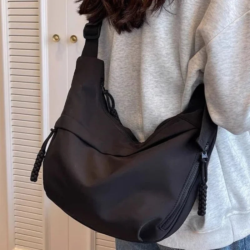 Trendy Nylon Crossbody Shoulder Bag – Lightweight & Spacious Casual Hobo Bag